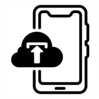 mobile data backup icon concept in black vector