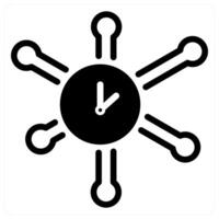 time network and connection in black duo line vector