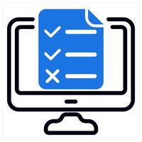 online test and exam in blue duo line vector