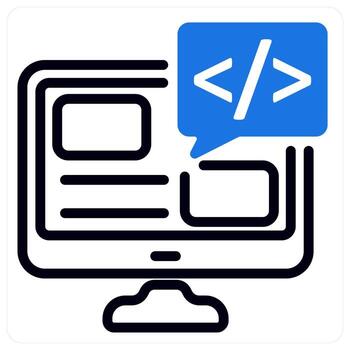 programming icon in blue color vector