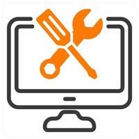 tech support and assistance in orange duo line vector