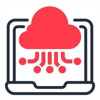 cloud computing icon concept in red vector