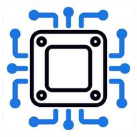cpu processor icon concept in blue vector