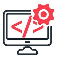 software settings icon in red line vector