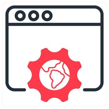 navegador ajustes icono concepto en rojo vector