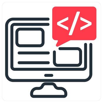 programación icono en rojo color vector