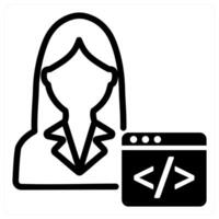 female programmer icon concept in black vector