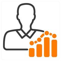 employee report and graph in orange duo line vector
