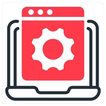 web settings icon in red duo line vector