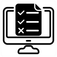 online test and exam in black duo line vector