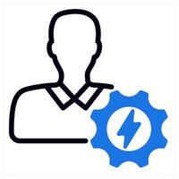 efficient and focused person in blue duo line vector