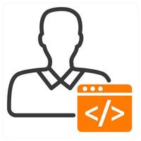 Male programmer icon in orange duo line vector