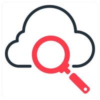 cloud search icon concept in red vector