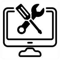 tech support and assistance in black duo line vector
