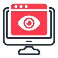 online viewer icon concept in red vector