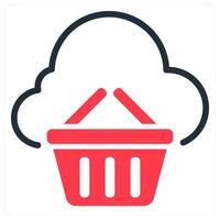 cloud shopping icon concept in red vector