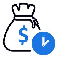 time is money in blue duo line vector