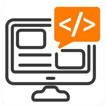 programming icon in orange duo line vector