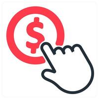 paid to click icon concept in red vector