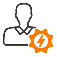 efficient and focused person in orange duo line vector