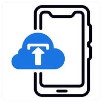 mobile data backup icon concept in blue vector
