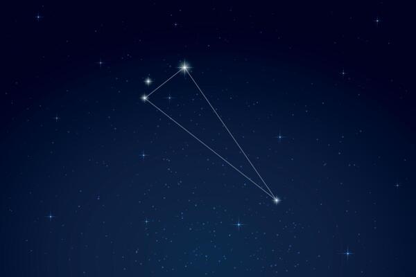 Triangulum Constellation with Star Names in Night Sky
