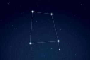Corvus Constellation with Star Names in Night Sky vector
