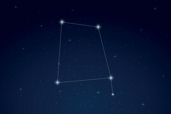Corvus Constellation with Star Names in Night Sky