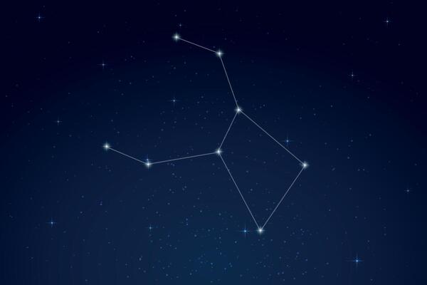 Crater Constellation with Star Names in Night Sky