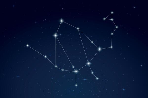 Ophiuchus Constellation with Star Names in Night Sky