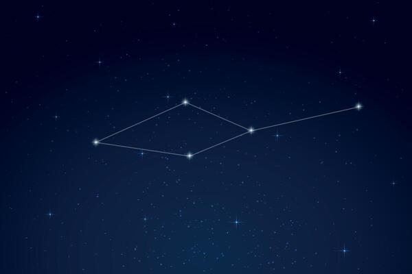 Leo Minor Constellation with Star Names in Night Sky