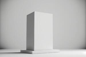 3d render of a white pedestal on a gray background photo