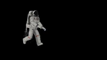 Astronaut Runs in Space from Left to Right. Transparent Alpha Channel, Advertising Template video