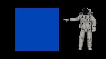 Astronaut Floating in Space. Alpha Channel, Chroma Key Banner, Advertising Template, Transparent Background video