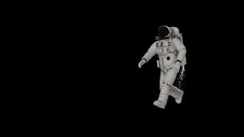 Astronaut Runs in Space from Right to Left. Transparent Background, Alpha Channel, Advertising Template video