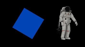 Astronaut Floating to Right. Chroma Key Banner, Alpha Channel, Transparent Background, Advertising Template video