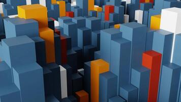 3d rendering animation background with abstract moving shape in blue, red, orange, and white color video
