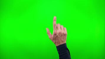 Male hand touching, pressing on green background with chromakey. Using smartphone, tablet or touch screen. Interface concept video