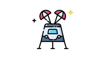 icon animation Of a lunar module with parachutes. video