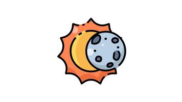 Sun and moon eclipse icon animation design video