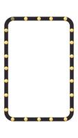 Vertical rectangular frame with glowing bulbs on black border 2D animation. Eye-catching message, signage, digital display promo animated flat colorful border cartoon 4K isolated on white video