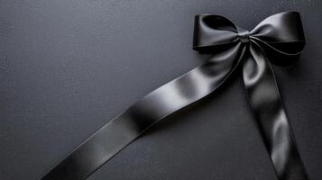 Funeral Ribbon on Dark Background with Space for Text photo