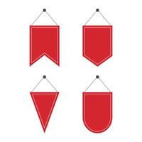 Set of blank red with white border hanging sign. Flat design illustration. vector