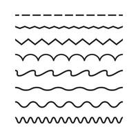 Collection of simple seamless border lines, including zigzag, curved, stitched lines, and more. Flat design illustration. vector