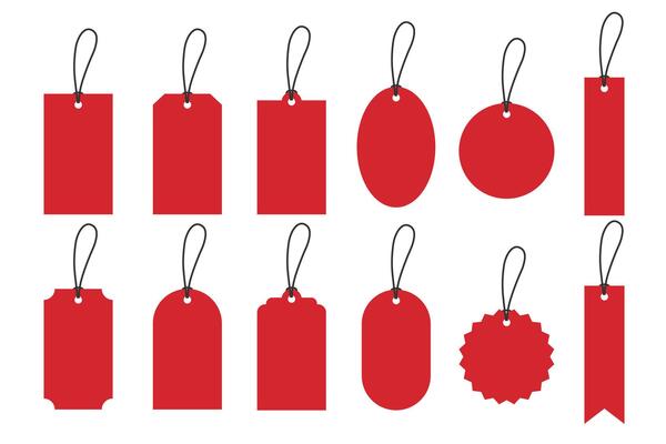 Set of blank red tag. Flat design illustration.