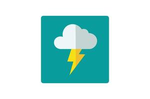 Flat Design Thunderstorm Icon, cloud thunder weather icon, thunderstorm icon, thunder cloud symbol, stormy weather logo vector