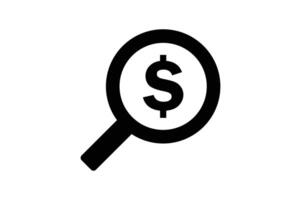 Digital Dollar Search Icon, money search icon , search dollar icon, magnifying glass dollar, dollar magnifier icon vector