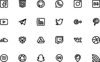 a set of social icons that are black and white vector