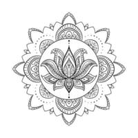 Hand drawn mandala lotus flower vector