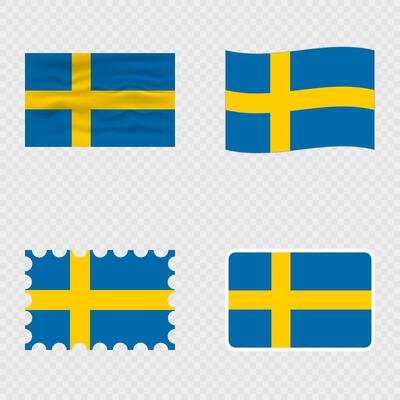 Sweden national flag in four different styles.